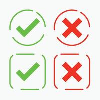 approved and rejected checkmark symbol in collection vector