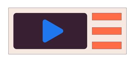 Screen with play button 2D linear cartoon object. Multimedia player control panel. Watching isolated line element white background. Digital equipment color flat spot illustration vector