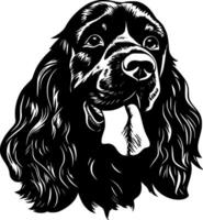 cocker spaniel - negro y blanco aislado icono - ilustración vector