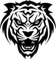 Tigre - negro y blanco aislado icono - ilustración vector