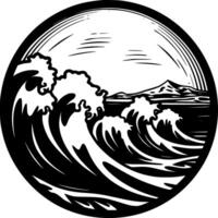 Ocean, Black and White illustration vector