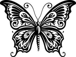 Butterfly, Black and White illustration vector