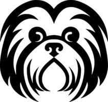 shih tzu - negro y blanco aislado icono - ilustración vector