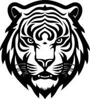 Tigre - negro y blanco aislado icono - ilustración vector