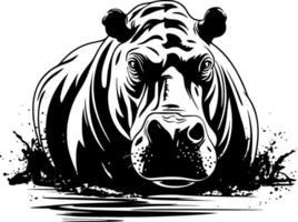 Hippopotamus - Black and White Isolated Icon - illustration vector