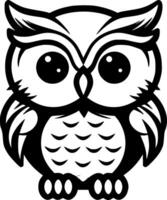 Owl Baby, Black and White illustration vector