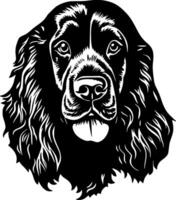 cocker spaniel - negro y blanco aislado icono - ilustración vector