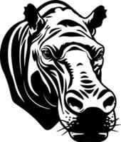 Hippopotamus, Black and White illustration vector