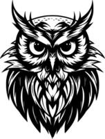 Owl - Black and White Isolated Icon - illustration vector