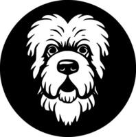 caniche perro - negro y blanco aislado icono - ilustración vector