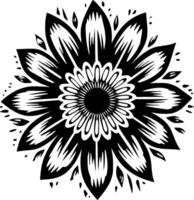 Sunflower - Black and White Isolated Icon - illustration vector