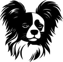 Papillon perro - negro y blanco aislado icono - ilustración vector