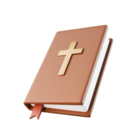 3d bibel bok ikon med bokmärke png