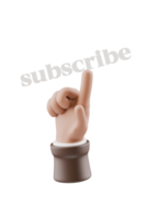 3d hand pointing to subscribe text png
