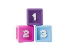 3d building block cubes with numbers png