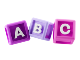3d building block cubes with ABC letters png