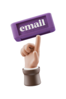 3d hand pointing to cuboid spelling EMAIL png