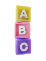 3d building block cubes with ABC letters png