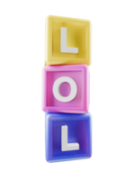 3d building block cubes spelling LOL png