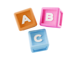 3d building block cubes with ABC letters png