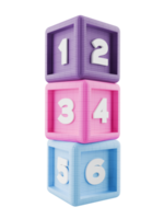 3d building block cubes with numbers png