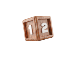 wooden 3d building block cube with numbers on it png