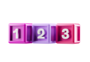 3d building block cubes with numbers png