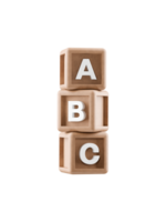 3d wooden abc building block cubes png