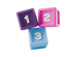 3d building block cubes with numbers png