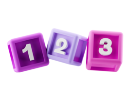 3d building block cubes with numbers png