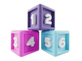 3d building block cubes with numbers png