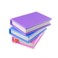 3d books with bookmark, stacked ontop of eachother png