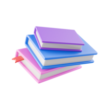 3d books with bookmark, stacked ontop of eachother png