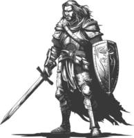 elf warrior images using Old engraving style vector