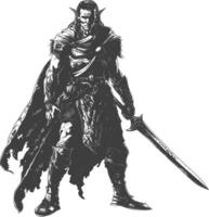 elf warrior images using Old engraving style vector