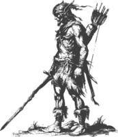 elf warrior images using Old engraving style vector