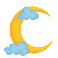 luna creciente con nubes png