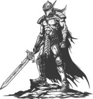 elf warrior with sword images using Old engraving style vector