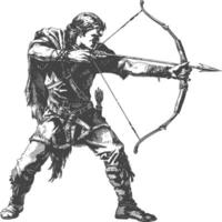 elf warrior with bow images using Old engraving style vector