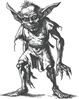 goblin images using Old engraving style vector