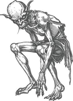 goblin images using Old engraving style vector