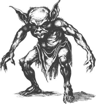 goblin images using Old engraving style vector