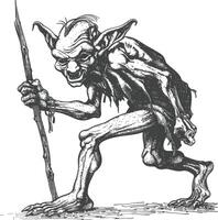 goblin images using Old engraving style vector