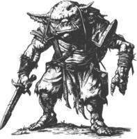 goblin warrior images using Old engraving style vector