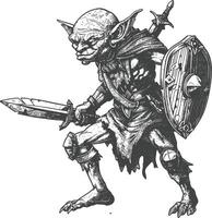 goblin warrior images using Old engraving style vector