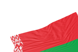 Realistic flag of Belarus with folds, on transparent background. Footer, corner design element. Cut out. Perfect for patriotic themes or national event promotions. Empty, copy space. 3D render. png