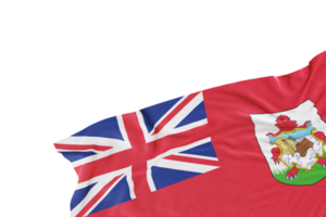 Realistic flag of Bermuda with folds, on transparent background. Footer, corner design element. Cut out. Perfect for patriotic themes or national event promotions. Empty, copy space. 3D render. png