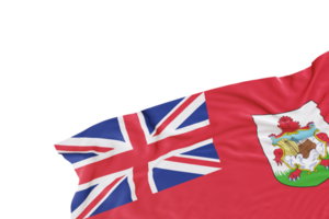 realistisch vlag van bermuda met vouwen, Aan transparant achtergrond. voettekst, hoek ontwerp element. besnoeiing uit. perfect voor patriottisch thema's of nationaal evenement promoties. leeg, kopiëren ruimte. 3d veroorzaken. png