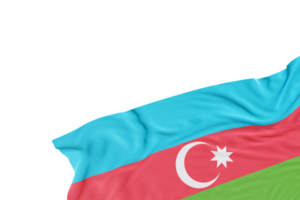 Realistic flag of Azerbaijan with folds, on transparent background. Footer, corner design element. Cut out. Perfect for patriotic themes or national event promotions. Empty, copy space. 3D render. png