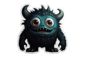 Cute cartoon monster character design sticker with white border isolated png